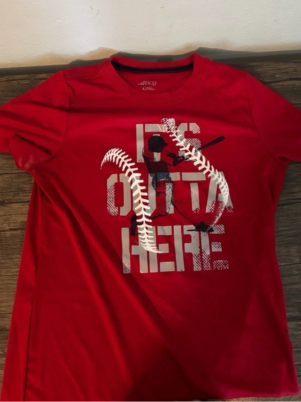 Place Kids Red Baseball Graphic Tee with Navy & Gray Pieces